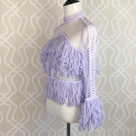 *LAST ONE XS* Festival Fringe Lavender Tulle Top - Picture 6 of 8